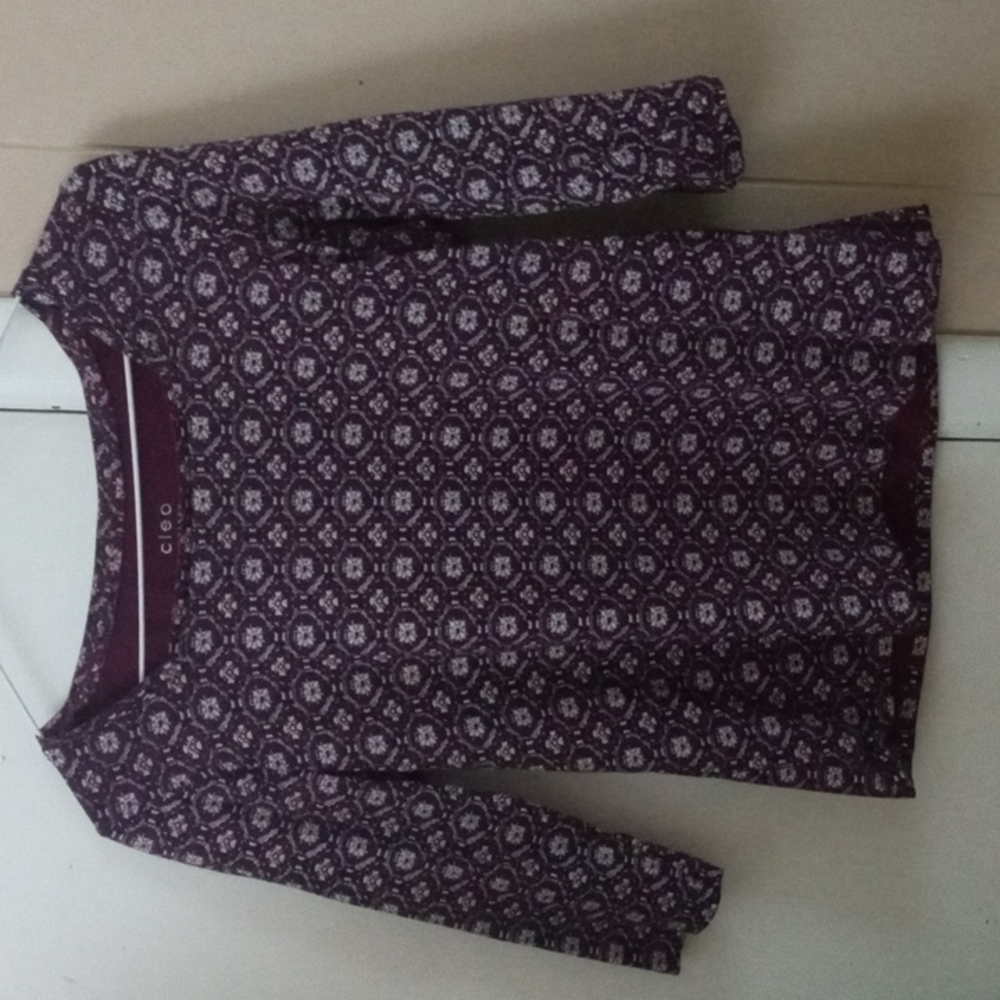 Cleo Petites Square Neck Top Long Sleeve Floral Size Small
